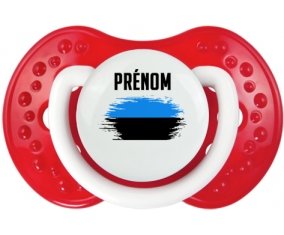 Drapeau effet pinceau Estonie avec prénom Sucette LOVI Dynamic Blanc-rouge classique