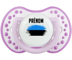 Drapeau effet pinceau Estonie avec prénom Sucette LOVI Dynamic Blanc-mauve classique