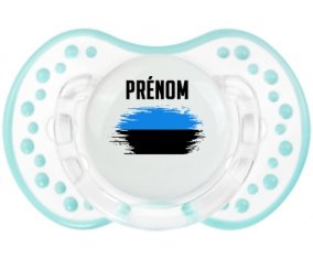 Drapeau effet pinceau Estonie avec prénom Sucette LOVI Dynamic Retro-blanc-lagon classique