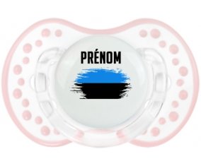 Drapeau effet pinceau Estonie avec prénom Sucette LOVI Dynamic Retro-blanc-rose-tendre classique