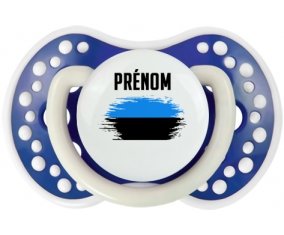 Drapeau effet pinceau Estonie avec prénom Sucette LOVI Dynamic Bleu-marine phosphorescente