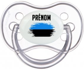 Drapeau effet pinceau Estonie avec prénom Sucette Anatomique Transparente classique