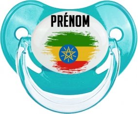 Drapeau effet pinceau Ethiopie avec prénom Tétine Physiologique Bleue classique