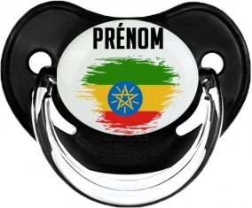 Drapeau effet pinceau Ethiopie avec prénom Tétine Physiologique Noir classique