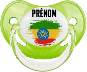 Drapeau effet pinceau Ethiopie avec prénom Tétine Physiologique Vert classique