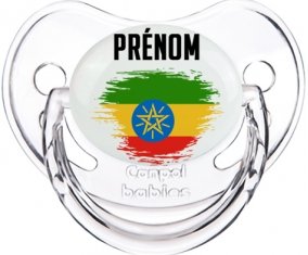 Drapeau effet pinceau Ethiopie avec prénom Tétine Physiologique Transparent classique