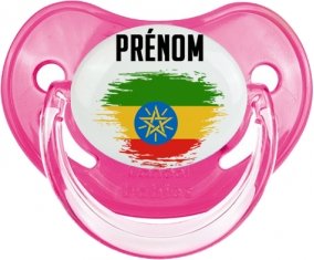 Drapeau effet pinceau Ethiopie avec prénom Tétine Physiologique Rose classique