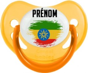 Drapeau effet pinceau Ethiopie avec prénom Tétine Physiologique Jaune phosphorescente