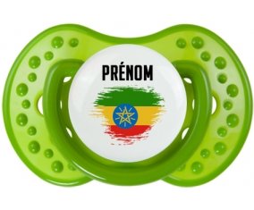 Drapeau effet pinceau Ethiopie avec prénom : Sucette LOVI Dynamic personnalisée