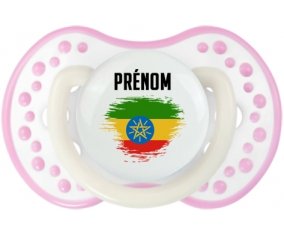Drapeau effet pinceau Ethiopie avec prénom Sucete LOVI Dynamic Blanc-rose phosphorescente