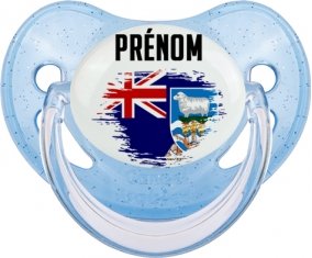 Drapeau effet pinceau les îles Falkland avec prénom Sucete Physiologique Bleue à paillette
