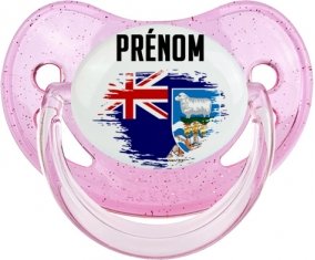 Drapeau effet pinceau les îles Falkland avec prénom Sucete Physiologique Rose à paillette