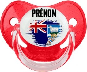 Drapeau effet pinceau les îles Falkland avec prénom Sucete Physiologique Rouge à paillette