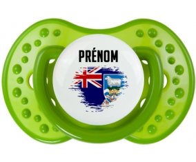 Drapeau effet pinceau les îles Falkland avec prénom Tétine LOVI Dynamic Vert classique