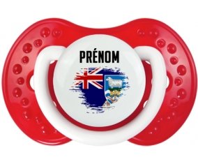 Drapeau effet pinceau les îles Falkland avec prénom Tétine LOVI Dynamic Blanc-rouge classique