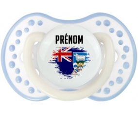 Drapeau effet pinceau les îles Falkland avec prénom Tétine LOVI Dynamic Blanc-cyan classique