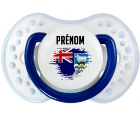 Drapeau effet pinceau les îles Falkland avec prénom Tétine LOVI Dynamic Marine-blanc-bleu classique