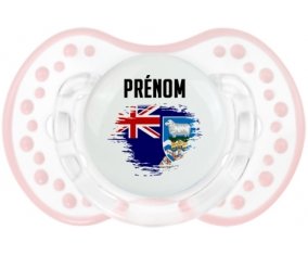 Drapeau effet pinceau les îles Falkland avec prénom Tétine LOVI Dynamic Retro-blanc-rose-tendre classique