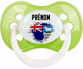 Drapeau effet pinceau les îles Falkland avec prénom Sucette Anatomique Vert classique