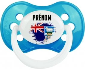Drapeau effet pinceau les îles Falkland avec prénom Sucette Anatomique Cyan classique