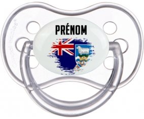 Drapeau effet pinceau les îles Falkland avec prénom Sucette Anatomique Transparente classique