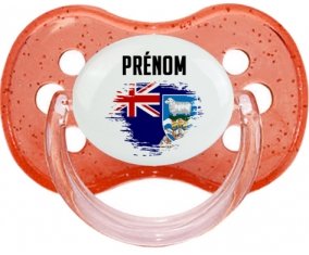 Drapeau effet pinceau les îles Falkland avec prénom Sucette Cerise Rouge à paillette