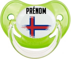 Drapeau effet pinceau Îles Féroé avec prénom Sucette Physiologique Vert classique