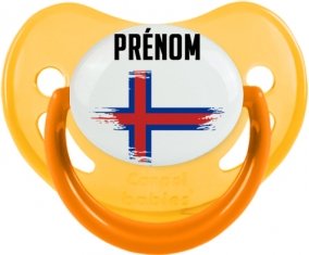 Drapeau effet pinceau Îles Féroé avec prénom Sucette Physiologique Jaune phosphorescente