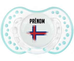 Drapeau effet pinceau Îles Féroé avec prénom Sucette LOVI Dynamic Retro-blanc-lagon classique
