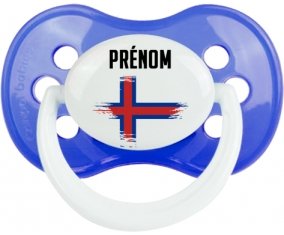 Drapeau effet pinceau Îles Féroé avec prénom Tétine Anatomique Bleu classique