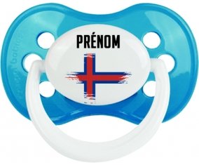 Drapeau effet pinceau Îles Féroé avec prénom Tétine Anatomique Cyan classique