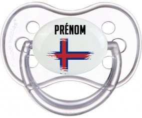 Drapeau effet pinceau Îles Féroé avec prénom Tétine Anatomique Transparente classique