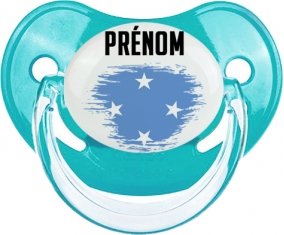 Drapeau effet pinceau États fédérés de Micronésie avec prénom : Sucette Physiologique personnalisée