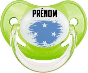 Drapeau effet pinceau États fédérés de Micronésie avec prénom Sucette Physiologique Vert classique