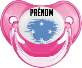 Drapeau effet pinceau États fédérés de Micronésie avec prénom Sucette Physiologique Rose classique