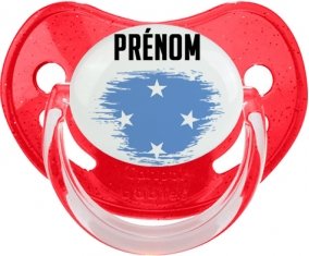 Drapeau effet pinceau États fédérés de Micronésie avec prénom Sucette Physiologique Rouge à paillette