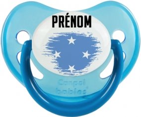 Drapeau effet pinceau États fédérés de Micronésie avec prénom Sucette Physiologique Bleue phosphorescente