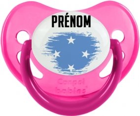Drapeau effet pinceau États fédérés de Micronésie avec prénom Sucette Physiologique Rose phosphorescente