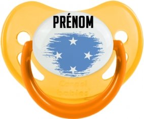 Drapeau effet pinceau États fédérés de Micronésie avec prénom Sucette Physiologique Jaune phosphorescente