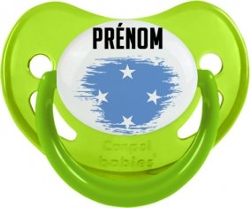 Drapeau effet pinceau États fédérés de Micronésie avec prénom Sucette Physiologique Vert phosphorescente