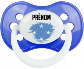 Drapeau effet pinceau États fédérés de Micronésie avec prénom : Sucette Anatomique personnalisée