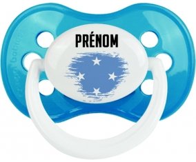 Drapeau effet pinceau États fédérés de Micronésie avec prénom Sucette Anatomique Cyan classique