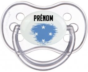 Drapeau effet pinceau États fédérés de Micronésie avec prénom Sucette Anatomique Transparente classique