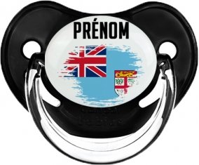 Drapeau effet pinceau Fidji avec prénom Tétine Physiologique Noir classique