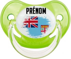 Drapeau effet pinceau Fidji avec prénom Tétine Physiologique Vert classique