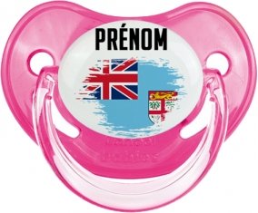 Drapeau effet pinceau Fidji avec prénom Tétine Physiologique Rose classique
