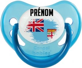 Drapeau effet pinceau Fidji avec prénom Tétine Physiologique Bleue phosphorescente