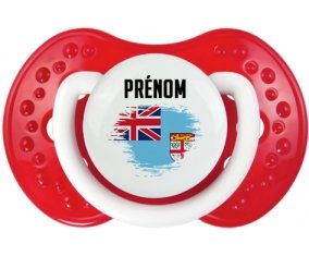 Drapeau effet pinceau Fidji avec prénom Sucete LOVI Dynamic Blanc-rouge classique