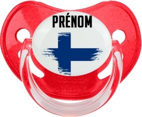 Drapeau effet pinceau Finlande avec prénom Sucete Physiologique Rouge à paillette