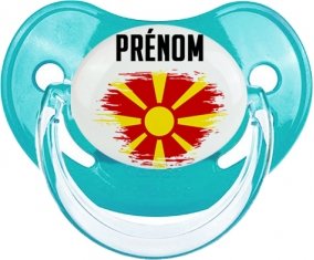 Drapeau effet pinceau Macédoine du Nord avec prénom : Sucette Physiologique personnalisée